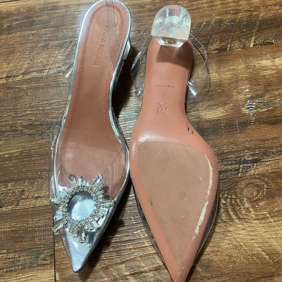 Beautiful  pre owned transparent glass sandals Amina Muaddi shoes - Picture 5 of 12